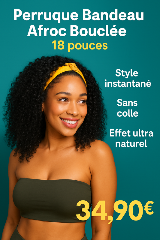 Perruque Bandeau Afro Bouclée – 18 pouces